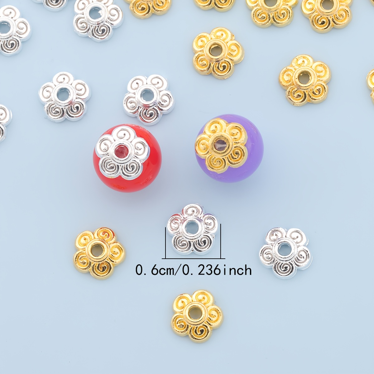 200pcs 6mm Threaded Pattern Bead Caps for Handmade Jewellery